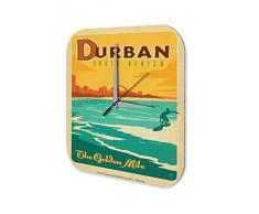 Reloj De Pared Gira Mundial Marke Playa de Sud·frica Durban surfista Plexiglas Imprimido 25x25 cm