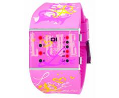 The One SLSL138R3 - Reloj binario de cuarzo para mujer con correa de caucho, color rosa