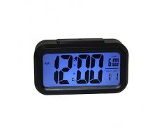 Kosee Reloj Digital LED Despertador de 5.3" con Visualización de Fecha y Temperatura Botón de Posponer Luz de Sensor y Luz de Noche - Negro