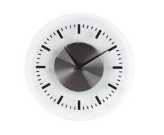 Unilux OnTime - Reloj de pared (AA, 1,5V, Cromo, Transparente, Color blanco, Acero inoxidable, De plástico, 30,5 cm)