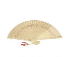 Mujer Estampado Floral Aromático Sándalo Plegable De Madera Ventilador Beis