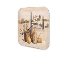 Reloj De Pared Gira Mundial Marke Pintura de oliva jarra de aceite Plexiglas Imprimido 25x25 cm