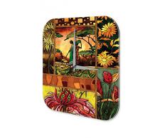 Reloj De Pared Gira Mundial Marke Flor Mariposa en oro negro Plexiglas Imprimido 25x25 cm