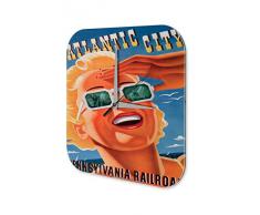Reloj De Pared Gira Mundial Marke Atlantic City Pennsylvania Flyway mujer rubia de gafas de sol Plexiglas Imprimido 25x25 cm