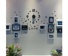 reloj de pared - TOOGOO(R)negro reloj de pared adhesivo£¬DIY auto-adhesivo numero puntos digitales Reloj de pared