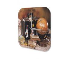 Pared Reloj De Pared Aventurero DecoraciÛn Marke Mundial maleta mundo viajan Plexiglas Imprimido 25x25 cm
