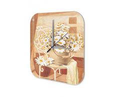 Reloj De Pared Gira Mundial Marke Pintura ramo de manzanilla Plexiglas Imprimido 25x25 cm
