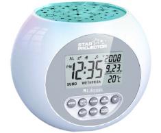 Lifemax 384.1S - Reloj despertador con proyección de estrellas, color plateado