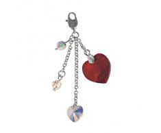 Rayher Hobby 14749817 BP crystal-Llavero Corazón rojo, 7 cm con mosquetón, SB-Box 1-Set, reloj