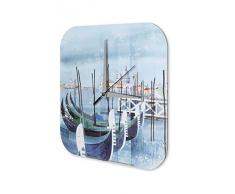 Reloj De Pared Gira Mundial Marke Venecia GÛndola Pintura Plexiglas Imprimido 25x25 cm