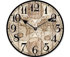 RELOJ DE PARED MAPAMUNDI ANTIGUO 30CM NOSTALGIA - Tinas Collection