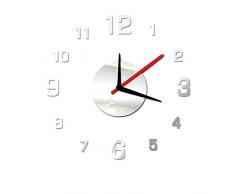 Gosear Reloj Montado Adhesivo Papel de Pared Estilo Simple Bricolaje Espejo 3D de Superficie para Decoración Hogar Oficina,Plata
