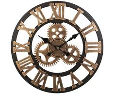 Soledi Reloj de Pared Engranaje Hueca Estilo Metálico Mecánico 40cm