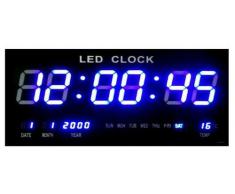 Reloj Reloj Digital LED Reloj De Cuarzo Digital Fecha Temperatura Bar Cafe Kiosko XXL Azul