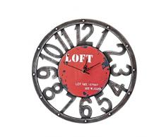 Gosear Reloj de Pared para Decoración de Hogar,País Primitivo Retro de Madera Estilo Americano Rojo