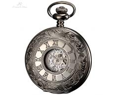 KS Reloj de Bolsillo, Mecánico, Analógico, Caja Plateada KSP030