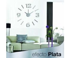 Reloj pared adhesivo plata