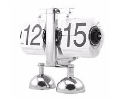 ZHGI Auto flip retro reloj salón de artes creativas en un pie de la pequeña escala reloj flip,doble blanco de campanas