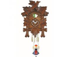 ISDD Kuckulino Black Forest TU 2005 SQ - Reloj cucú en miniatura con movimiento de cuarzo y llamada del cucú, color nogal, batería incluida