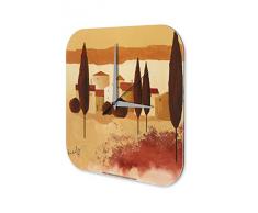 Reloj De Pared Gira Mundial Marke Pintura pueblo ciudad Plexiglas Imprimido 25x25 cm