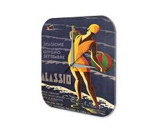 Reloj De Pared Gira Mundial Marke Mujeres del traje de baÒo de la playa de Alassio bola Plexiglas Imprimido 25x25 cm