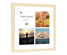 Inov8 16 x 40,64 cm Insta-Frame Marco de fotos de madera para 4 Instagram/de estampado a cuadros de fotos con paspartú blanco y blanco con borde, 2 unidades, diseño de reloj de arena
