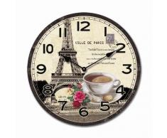 RELOJ DE PARED DISENO CAFE PARIS DECORACION TORRE EIFFEL 30CM MODERNO - Tinas Collection
