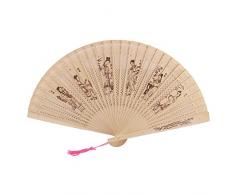 Borlas Belleza De Acento Estampado Aromático Plegable De Madera Ventilador Mano Beis