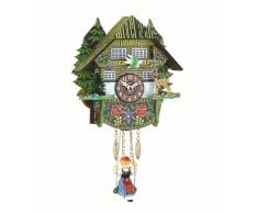 ISDD Kuckulino Black Forest TU 2023 PQ - Reloj en miniatura con movimiento de cuarzo y llamada del cucú, diseño "Casa de la selva negra" multicolor, batería incluida