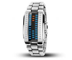 oumosi 3d especular binario LED electrónico reloj resistente al agua relojes de pulsera para amante, Plateado, large