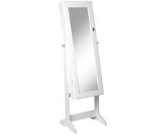 Miadomodo - Espejo con joyero, con soporte de pie y cerrojo - Blanco