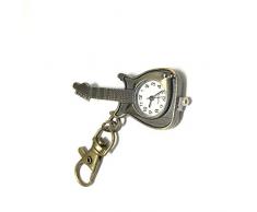 Ecloud Shop® Colgante Llavero metal de Forma Guitarra Reloj 57 mm Bronce