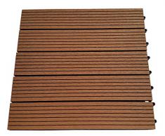EVERFLOOR WPC marca Gartenfreude (= madera / mezcla de plástico) baldosas de patio perfil macizo marrón claro, 6 piezas, 40 x 40 cm (aprox. 0,96m2)