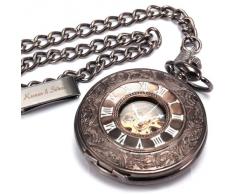 KS Esqueleto Esfera Estilo Vendimia Pendant Acero inoxidable Reloj de Bolsillo KSP004