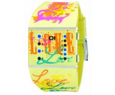 The One SLSL137B3 - Reloj binario de cuarzo unisex con correa de caucho, color amarillo