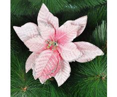 6 piezas 12,7 cm brillantina flores árbol de Navidad Artificial coronas decoración tibertano, rosa