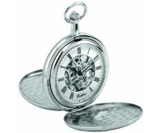 Woodford 1062 - Reloj de bolsillo para hombre con acabado en cromo, dos tapas y cadena (se puede grabar)