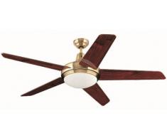 Faro 33136 - OVNI Ventilador de techo con luz FARO de 5 Palas de madera reversibles diametro 132 cm accionado por mando a distancia, incluido, color Oro Viejo