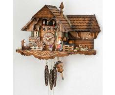 Alemán Reloj de cuco - estilo Chalet - mecanismo con cuerda para 1 día - 35 cm - Auténtico reloj de cuco del bosque negro - de Hekas