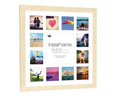 Inov8 16 x 40,64 cm Insta-Frame Marco de fotos de madera para Instagram 13/de estampado a cuadros de fotos con paspartú blanco y blanco con borde, diseño de reloj de arena