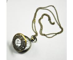 Gleader Reloj de Bolsillo Estilo Antiguo con 31" Cadena en Acabado de Bronce Antiguo (Bateria de Litio Incluida)