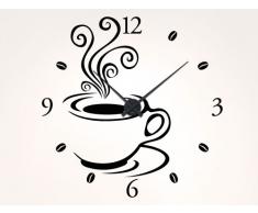 I-love-adhesivo de 11527 de pared-reloj "de taza de café con diseño de", metal, Schwarz / Uhr Schwarz, 55 x 55cm - Umlauf ca. 44cm