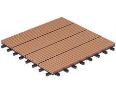 Baldosas de patio marca Gartenfreude 4600-1004-003 WPC conjunto de 6 aprox. 0,54 m2, 30 x 30 cm, perfil hueco, marón claro