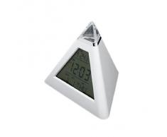 SODIAL(R) Reloj de Despertador Digital Forma de Piramide con Lampara de Noche Color Cambiante