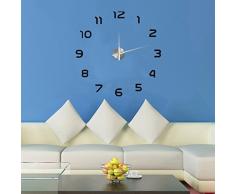 Gosear DIY 3D Grande Reloj Tiempo del Etiqueta de Pared para Bricolaje Decoración del Hogar Oficina (Estilo Moderno Simple,Negro)