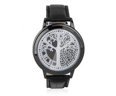 Llevo El Reloj De La Pantalla Tactil Correa De Cuero De La PU Binario Negro