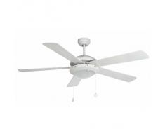 MANILA Faro 33190 - Ventilador de techo con luz 5 palas en MDF reversibles, Diámetro 1320mm, Accionado por cadena, Color Blanco