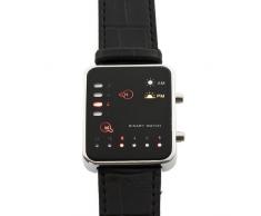 Gleader Reloj de Pulsera Binario Deportivo LED Rojo Digital Banda de Cuero PU