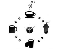 Gosear-Reloj pared Pegatina / Decoración del hogar(Estilo de Tazas de café ,Negro)