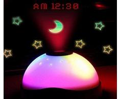 Malloom® reloj despertador proyector, nuevas 7 colores LED Cambio estrella luz de la noche mágica despertador